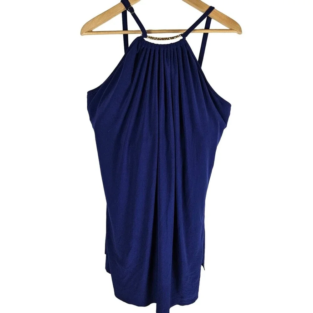 MAGICSUIT Womens 22W Estilo Swimsuit Dress Blue Indigo One Piece‎ Gold Detailing